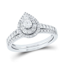 Load image into Gallery viewer, Radiant Love: 14kt White Gold Diamond Bridal Wedding Ring Band Set - Top View