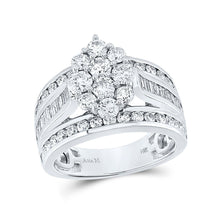 Load image into Gallery viewer, Radiant Love 14kt White Gold Diamond Cluster Bridal Wedding Ring - Top View
