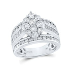 Radiant Love 14kt White Gold Diamond Cluster Bridal Wedding Ring - Top View