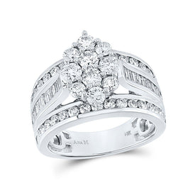 Radiant Love 14kt White Gold Diamond Cluster Bridal Wedding Ring - Top View