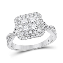 Load image into Gallery viewer, Radiant Love: 14kt White Gold Diamond Cluster Bridal Wedding Engagement Ring - Top View