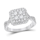 Radiant Love: 14kt White Gold Diamond Cluster Bridal Wedding Engagement Ring - Top View