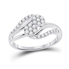 Glamorous Brilliance: 14kt White Gold Round Diamond Cluster Bridal Wedding Engagement Ring 1/2 Cttw - Top View