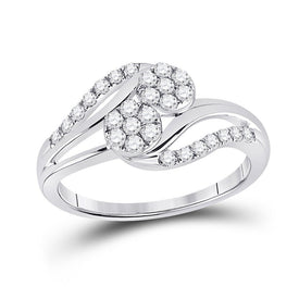 Glamorous Brilliance: 14kt White Gold Round Diamond Cluster Bridal Wedding Engagement Ring 1/2 Cttw - Top View