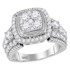 Mesmerizing Brilliance: 14kt White Gold Diamond Cluster Bridal Wedding Ring - Top View