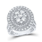 Captivating Brilliance: 14kt White Gold Round Diamond Cluster Bridal Wedding Engagement Ring 3 Cttw - Top View