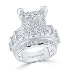 Radiant Love: 14kt White Gold Diamond Cluster Bridal Wedding Engagement Ring - Top View