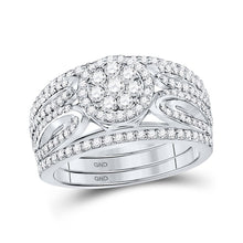 Load image into Gallery viewer, Captivating Cluster of Brilliance Wedding Ring Set - Top View