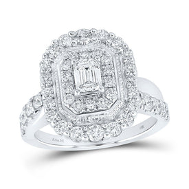 14kt White Gold Radiant Sparkle Diamond Halo Bridal Wedding Engagement Ring - Top View