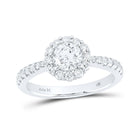 Enchanting Brilliance: 14kt White Gold Round Diamond Halo Bridal Wedding Engagement Ring 1-1/5 Cttw - Top View