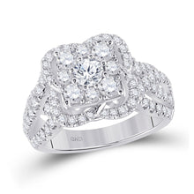 Load image into Gallery viewer, Radiant Love: 14kt White Gold Diamond Halo Bridal Wedding Engagement Ring - Top View