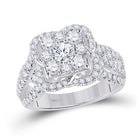 Radiant Love: 14kt White Gold Diamond Halo Bridal Wedding Engagement Ring - Top View