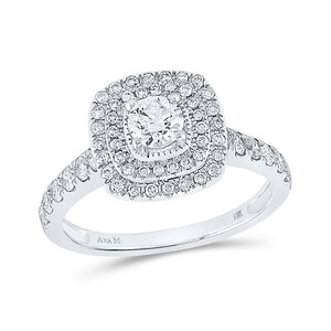 Wedding Collection | 14kt White Gold Round Diamond Halo Bridal Wedding Engagement Ring 1 Cttw | Splendid Jewellery GND