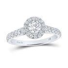 Radiant Brilliance: 14kt White Gold Round Diamond Halo Bridal Wedding Engagement Ring - Top View