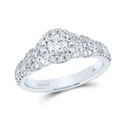 Captivating Brilliance: 14kt White Gold Diamond Halo Bridal Wedding Engagement Ring - Top View