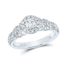 Captivating Brilliance: 14kt White Gold Diamond Halo Bridal Wedding Engagement Ring - Top View