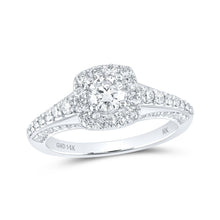 Load image into Gallery viewer, 14kt White Gold Radiant Love Diamond Halo Bridal Wedding Engagement Ring 1 Cttw - Top View