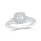 14kt White Gold Radiant Love Diamond Halo Bridal Wedding Engagement Ring 1 Cttw - Top View
