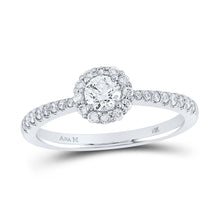 Load image into Gallery viewer, Radiant Elegance: 14kt White Gold Diamond Halo Bridal Wedding Engagement Ring 1/2 Cttw - Top View