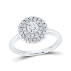 Radiant Love: 14kt White Gold Round Diamond Halo Bridal Wedding Engagement Ring - Top View