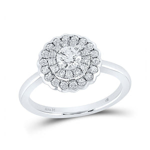 Wedding Collection | 14kt White Gold Round Diamond Halo Bridal Wedding Engagement Ring 3/4 Cttw | Splendid Jewellery GND