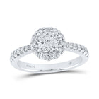 Eternal Sparkle 14kt White Gold Diamond Halo Bridal Wedding Ring - Top View
