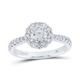 Eternal Sparkle 14kt White Gold Diamond Halo Bridal Wedding Ring - Top View