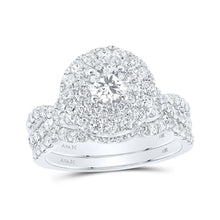 Load image into Gallery viewer, Eternal Love Diamond Halo Bridal Wedding Ring Set - Top View