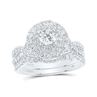Eternal Love Diamond Halo Bridal Wedding Ring Set - Top View