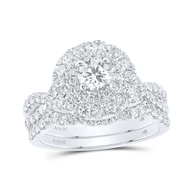 Eternal Love Diamond Halo Bridal Wedding Ring Set - Top View