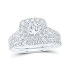 Captivating Brilliance: 14kt White Gold Diamond Halo Bridal Wedding Ring Set - Top View