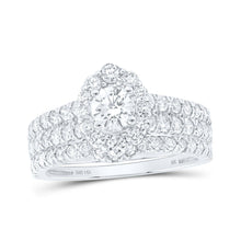 Load image into Gallery viewer, Radiant Love Diamond Halo Bridal Wedding Ring Band Set - Top View