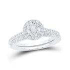 Radiant Love: 14kt White Gold Round Diamond Halo Bridal Wedding Ring Band Set 1-1/4 Cttw - Top View