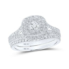 Eternal Love Diamond Halo Bridal Wedding Ring Set - Top View