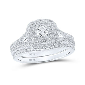 Eternal Love Diamond Halo Bridal Wedding Ring Set - Top View