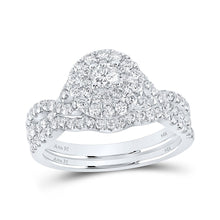 Load image into Gallery viewer, Eternal Love 14kt White Gold Diamond Halo Bridal Wedding Ring Band Set - Top View