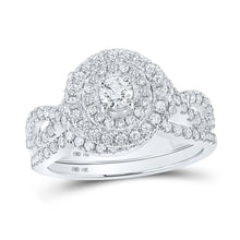 Load image into Gallery viewer, Eternal Love Diamond Halo Bridal Wedding Ring Set - Top View