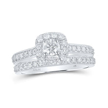 Load image into Gallery viewer, Eternal Love 1 Carat Round Diamond Halo Bridal Wedding Ring Band Set - Top View