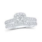 Eternal Love 1 Carat Round Diamond Halo Bridal Wedding Ring Band Set - Top View