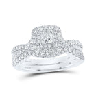Ethereal Elegance 14kt White Gold Diamond Halo Bridal Wedding Ring Band Set - Top View