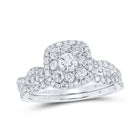 Eternal Love 14kt White Gold Diamond Halo Bridal Wedding Ring Band Set - Top View