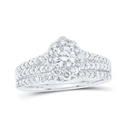 Eternal Radiance 14kt White Gold Diamond Halo Bridal Wedding Ring Band Set - Top View
