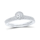 14kt White Gold Eternal Love Diamond Halo Bridal Wedding Ring Set - Top View