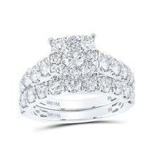 Load image into Gallery viewer, Eternal Radiance 14kt White Gold Diamond Halo Bridal Wedding Ring Band Set - Top View