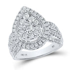 Radiant Love: 14kt White Gold Diamond Pear-shape Cluster Bridal Wedding Engagement Ring - Top View