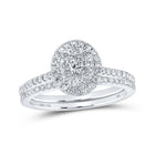 14kt White Gold Diamond Elegance Bridal Wedding Ring Band Set - Top View