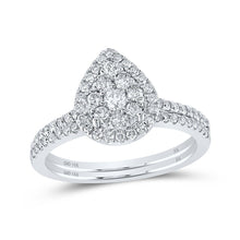 Load image into Gallery viewer, Eternal Love Diamond Teardrop Wedding Ring Band Set - Top View