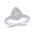 Eternal Love Diamond Teardrop Wedding Ring Band Set - Top View