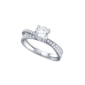 Eternal Brilliance 14kt White Gold Round Diamond Solitaire Bridal Wedding Engagement Ring - Top View