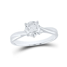 Load image into Gallery viewer, Radiant Love: 14kt White Gold Round Diamond Solitaire Bridal Wedding Engagement Ring - Top View